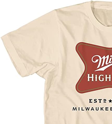 Кошула со висок живот на Менс Милер - кошула за лого на пиво Милер - графичка кошула на Милер светло