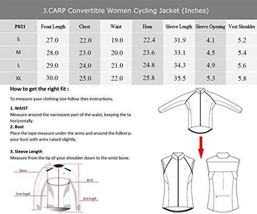 J.Carp Women'sенски пакуван ветерница јакна, супер лесна и видлива, активен велосипед што работи со активен велосипед