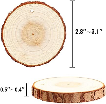 Парчиња природно Дрво, 30 Парчиња 2,8-3,1 Недовршен Комплет За Дрво Претходно Изработен Со Дрвени Кругови Со Дупки За Уметност Парчиња