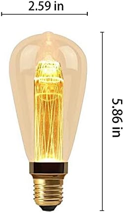 Е26 Едисон Гроздобер Филамент Светилки ST64 Килибар Стакло Сијалица, Антички Злато Нијанса Топло Бели Светилки За Мансарда Кафе Бар Ресторан