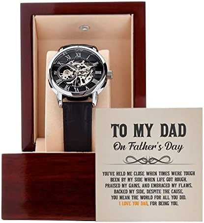 Машки Ажурен Часовник | Луксузен Подарок За Картичка За Пораки За Денот На Тато | Татко, Машки Ажурен Часовник Со Кутија Од Махагони,