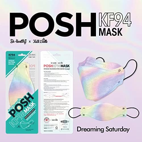 Бидете здрави [пакет од 10] Posh KF94 маска - сонувајќи сабота, сина, розова, портокалова, жолта и зелена, голема