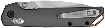 Kershaw Iridium преклопен џеб нож, 3,4 инчи D2 челичен сечило, механизам за заклучување на Дуралок, сива рачка на алуминиум, џебноклип