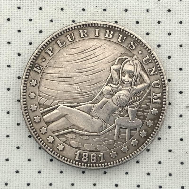 КИНГФЕНГ 38мм Антички Сребрен Долар Монета Американски Морган Скитник Монета 1881цц Занает 146
