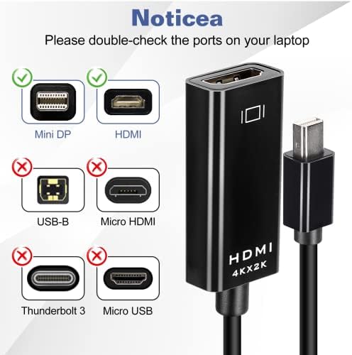 Mini DisplayPort на HDMI адаптер за Lenovo T530 Mini DP до HDMI адаптер компатибилен со MacBook Air/Pro, Microsoft Surface Pro/Dock,