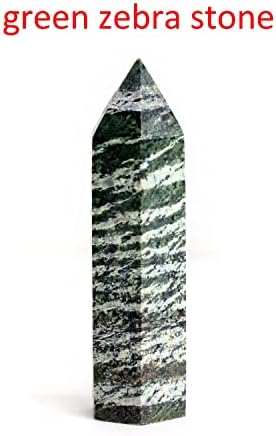 Shitou2231 5/10PCS 50-60mm Природно полиран зелена зебра камена лента лента кристал камен Обелиск рок кварц точка Реики лековити