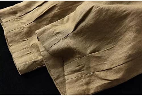 Miashui обични панталони за жени женски диск, ленен ленен, женски гаќички еластично половината за слабеење на женските женски обични панталони