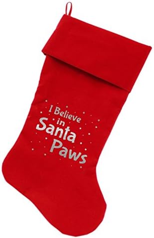 Mirage Pet Products Santa Paws екран печати кадифено Божиќно порибување, големина 18, црвена боја