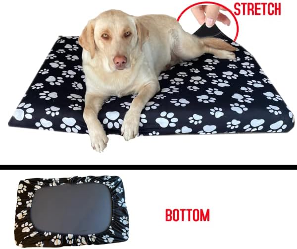 ВОЈВОДАТА&засилувач;ЛЕФТИ Furever Dogbed SLIPCOVER-Растеглива, Мека Покривка За Кревет За Миленичиња-Универзална-Лесна За Отстранување-Црна/Голема