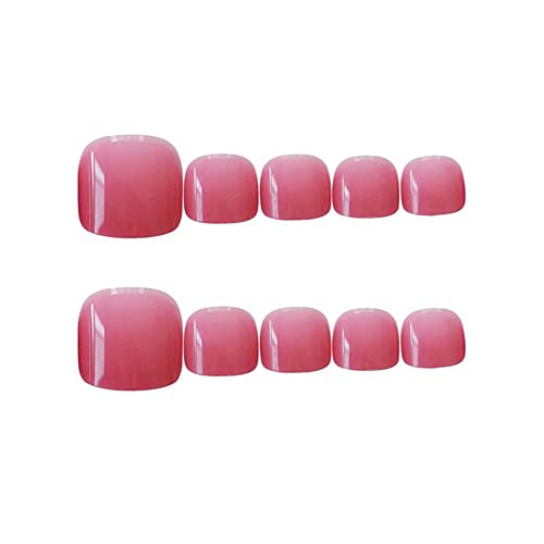 24 парчиња Притиснете На Ноктите На Нозете Лажни Нокти Со Лепак Вештачки Розов Гел Нокти За Прсти За Жени И Девојки Педикир Уметност