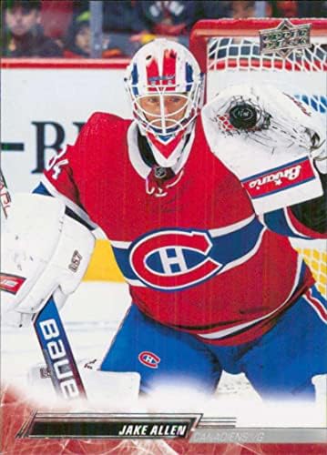 2022-23 Горна палуба 93 akeејк Ален Монтреал Канадиенс Серија 1 НХЛ хокеј за трговија со хокеј