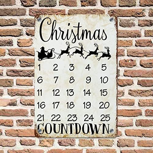 Календар За Одбројување На Божиќ NoneQeleve, Одбројување На Семејството До Божиќ Излитени Шик Метални Знаци Гроздобер Внатрешен Надворешен