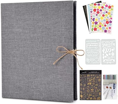 N/A Line Album Linen Streapbook, 60 црни страници за книги за меморија за книги за отпадоци, книги за DIY