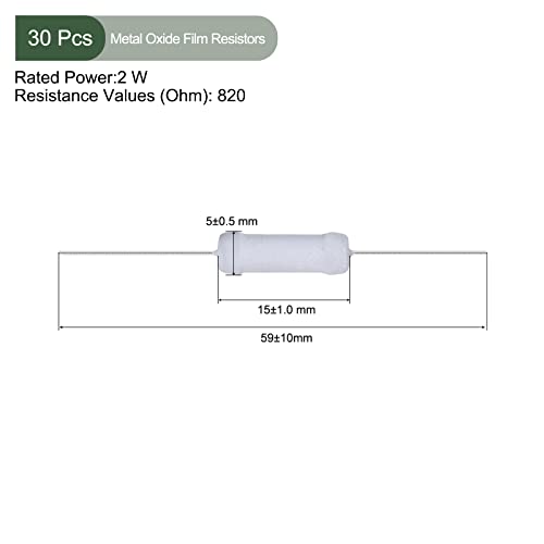 Yokive 30 парчиња отпорници на филмски метални оксидни филмови, отпорник на оската олово, чувајте ја работата со нормално коло, одлично