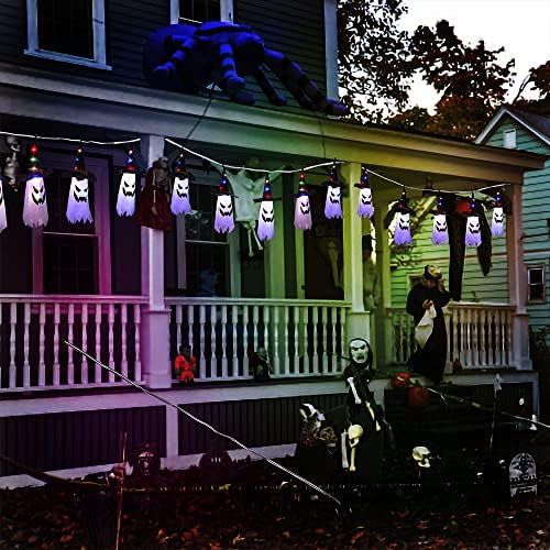 Декорации за Ноќта на вештерките на Госуо, 5 пакувања осветлени сјајни духови со вештерки, шарени LED Ghost Ghost Ноќта на вештерките жици,