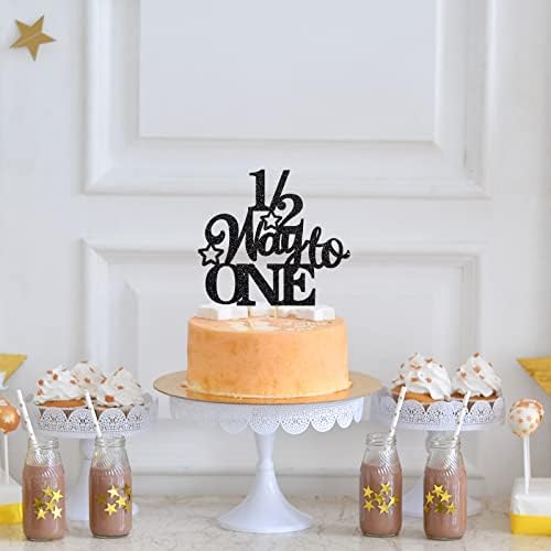 1/2 пат до еден торта за торта, среќна половина роденденски годишнина за славење украси, деца 6 месеци материјал за украсување на роденденска