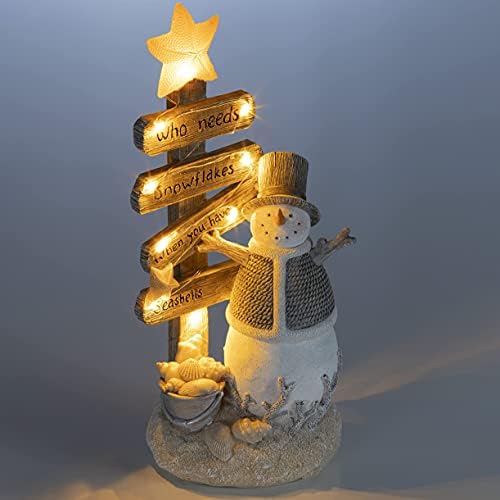 ВП Дома Снежан декор, Божиќни фигурини смола снежен човек осветлени украси во затворен простор Снегулки предводени од празник светло светло за