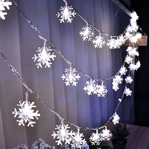Ксиос Божиќна декорација Божиќна снегулка жица светла украси зимски бајки декор Божиќни снегулки жици светла нови години очила 2022 светло