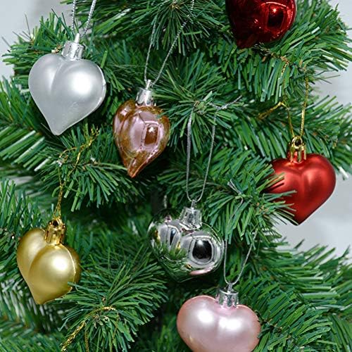 Сонк 12 парчиња мали божиќни украси за божиќни топка, украси во форма на в Valentубените во форма на срце, сјај Мет Божиќ украси