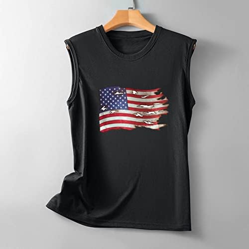 Резервоар за жени, жени во САД starsвезди ленти патриотска маица лето лабава резервоар врвови на американското знаме за печатење на знамето