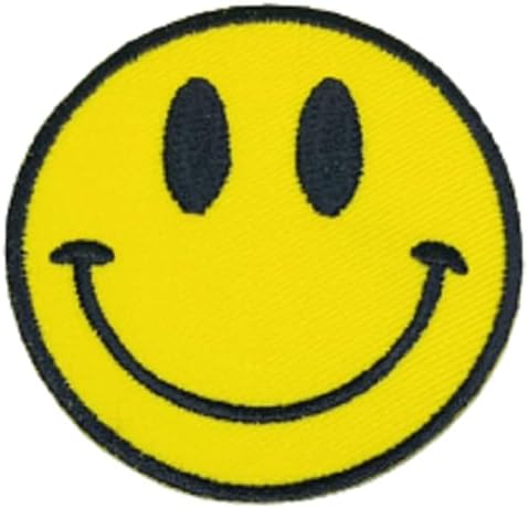 Xomise многу од 6 компјутери црно -жолти насмевка лице големи очи ретро хипи железо на везени закрпи