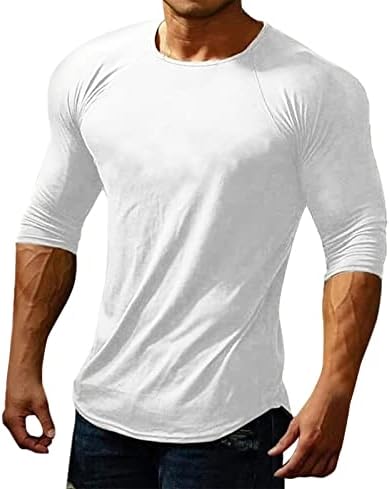 2023 година Нова пролет и лето Нова обична цврста машка тркалезна врата со долг ракав маица тенок вклопувачки младински маички маица долго