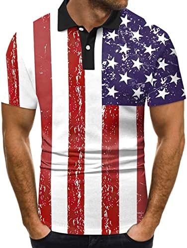 XXBR 4 -ти јули Менс Патриотски Поло кошули Краток ракав Американски знаме печати голф врвови летни спортови тенис обична кошула