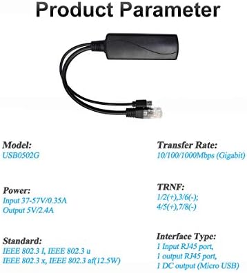 REVOTECH Gigabit Микро USB По Сплитер 5V 2.4 A, IEEE 802.3 аф Стандард 10/100/1000Mbps За Малина Pi 3B, Google WiFi, Таблети, Dropcam