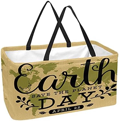 50L Купувачки кеси Ден на Земјата 22 април Зачувајте ја планетата Гроздобер Светска мапа склопување на кутии за намирници торбички