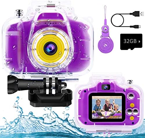 ПРОГРАМА Деца Водоотпорен Камера Девојки-Двојна Селфи Деца Камера 2 IPS Екран Деца Дигитална Камера Подводни Дете Видео Камера Божиќ