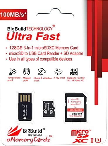 BigBuild Технологија 128gb Ултра Брз 100mb/s U3 microSDXC Мемориска Картичка За Xiaomi Redmi Забелешка 9/9 Pro/9 Pro Max, 9S/9T, 10/10