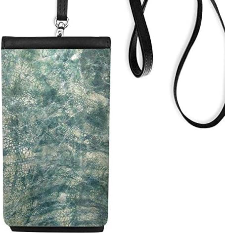 Темно сина кожа Текстура на кожа Текстура Телефон Паричник чанта што виси мобилна торбичка црн џеб