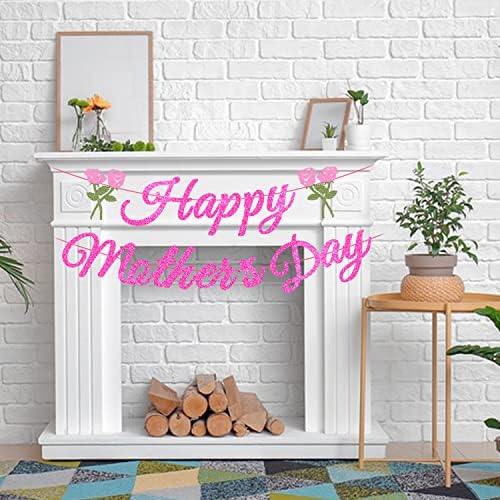 Среќен Мајки Ден Партија Украси Снабдува Розова Сјај Среќен Ден На Мајката Банер Со Цвет Знак Мајки Ден Подароци Дома Партија Мантија