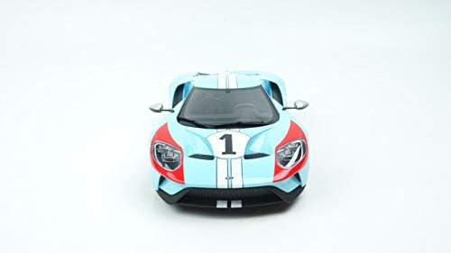 2020 FORD GT 1 Heritage Edition 1966 Le Mans светло сина со црвена и бела лента 1/18 модел автомобил од GT Spirit For Acme US027