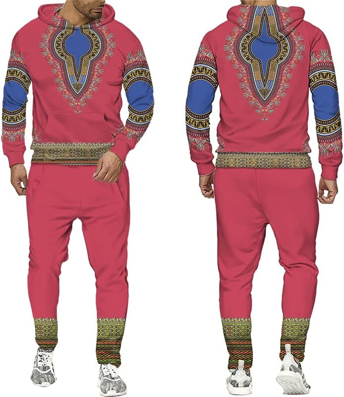 3Д печатен човек со етнички стил, ретро индиски дуксери и панталони Поставете обични костуми за облека за мажјаки за маж