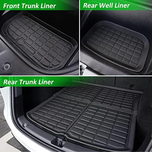 DRCARNOW® за Tesla Model y Floor Mats 2023 2022 2021 За модел y Trunk Mat, целата временска заштита водоотпорна рабна карго -мат подот