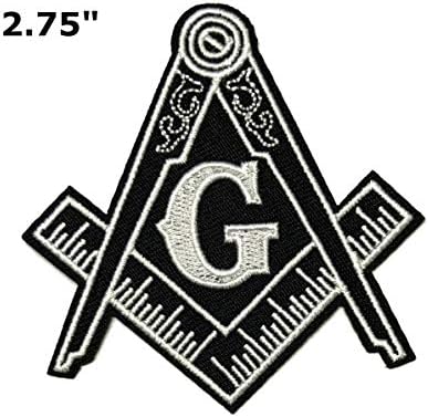Лого на симбол на asonидарски компас 2,75 Извезена лепенка DIY Iron-On или Sew-On Decorative Applique Masonic Lods Themph Shriner