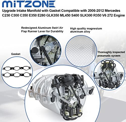 Mitzone Autgrade Autgrade Monifolt со заптивка компатибилен со 2006-2012 Mercedes C230 C300 C300 C350 E350 E280 GLK350 ML450 S400 SLK300 R350 V6