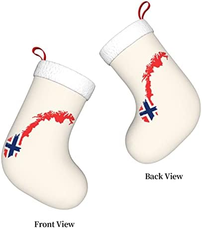 QG ZZX Норвешка мапа на знаме Божиќно порибување Божиќни чорапи камин виси чорап 18 инчи за одмор