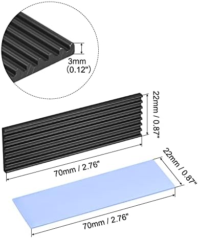 Меканиксот алуминиум загреана црна 70x22x3mm со алатки и 1 x пред-пресечена термичка подлога за M.2, за 2280 SSD