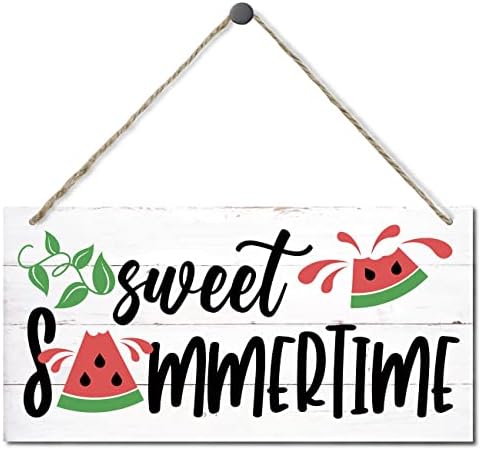 Слатко лето за летово лубеница декор, виси дрво знак дома декоративен, печатен знак за уметност од дрво, рустикален летен знак, знак за летен