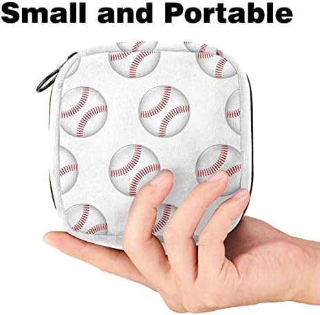 Бејзбол бела топка шема санитарна торба за складирање на салфетка, менструална торбичка за менструална чаша со патент за тинејџерки жени дами