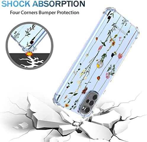 Oeurvqo за Moto G22 Case Motorola E32 Case Womens Clear Clower Comphet Slim Case Soft TPU Cover Procproof Bumpruf Anti-Dratch Anticratch