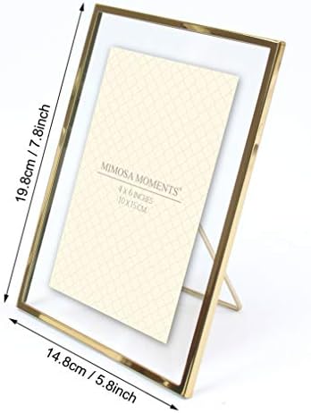 Мимоза моменти златен метал лебдечки стакло рамка со слика со метал, приказ на фото за биро