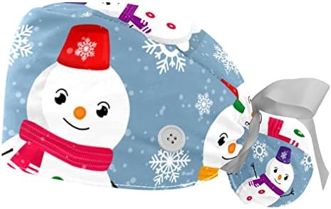 Божиќни снежни четки за чистење капи за жени со долга коса, работна капа со копче и џемпери 2 пакувања унисекс вратоврски назад капи.