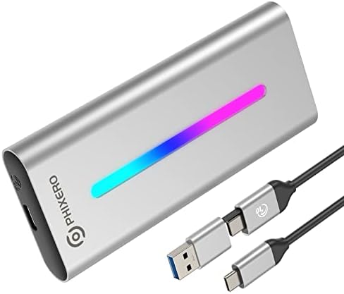 PHIXERO NVMe Комплет, M. 2 Комплет СО RGB, USB 3.2 Gen 2 [10Gbps ], Алуминиумска Легура SSD Комплет Поддршка UASP Трим, Одговара