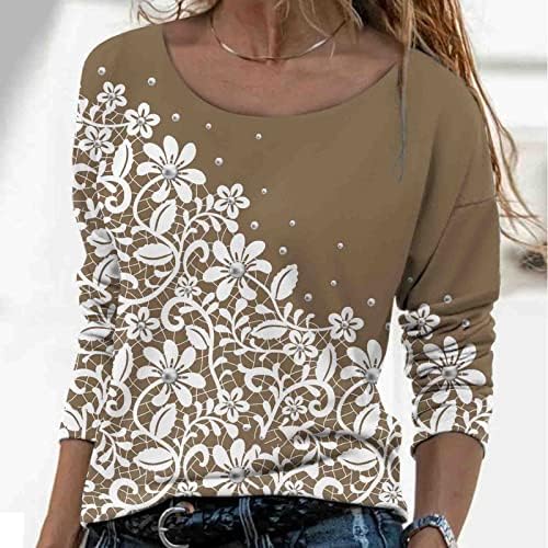 Долг ракав 2023 Облека памучна екипа на вратот графички обичен блуза за жени маица есен лето дама N0 N0