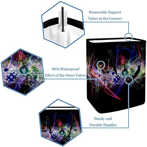 Музички Клуч Печатење Склопувачка Пречка за Перење АЛИШТА, 60 ЛИТРИ Водоотпорни Корпи За Перење Алишта Облека Играчки Складирање За