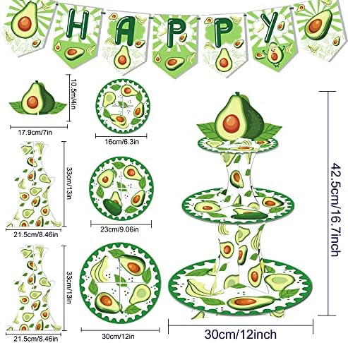 CC Home Avocado Cupcake Stand 3 Tier Avocado Party Party резерви торта штанд за деца украси за роденденска забава