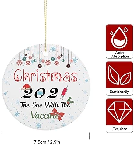 2021 Божиќен украс керамички двострани печатени кружни украси за Божиќ 2021 година